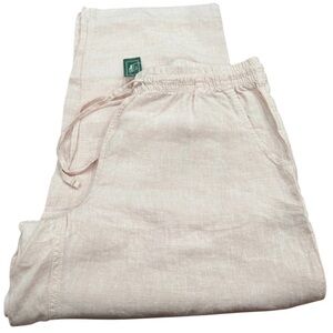 NWT! L.L.Bean Women's Premium Linen Breazy Pants 14P Pink Beige
